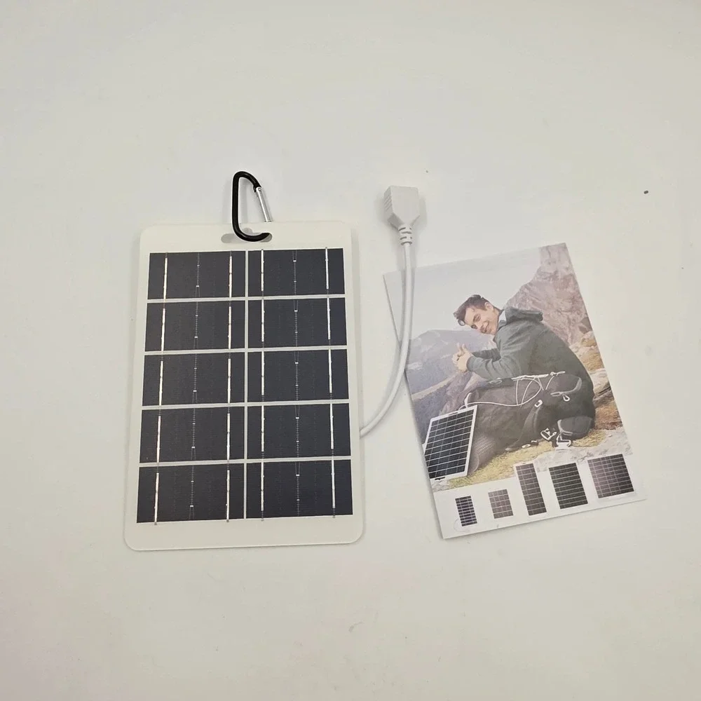 Portable Solar Panel Charger 5V USB Output Outdoor Camping Hiking Carabiner L4